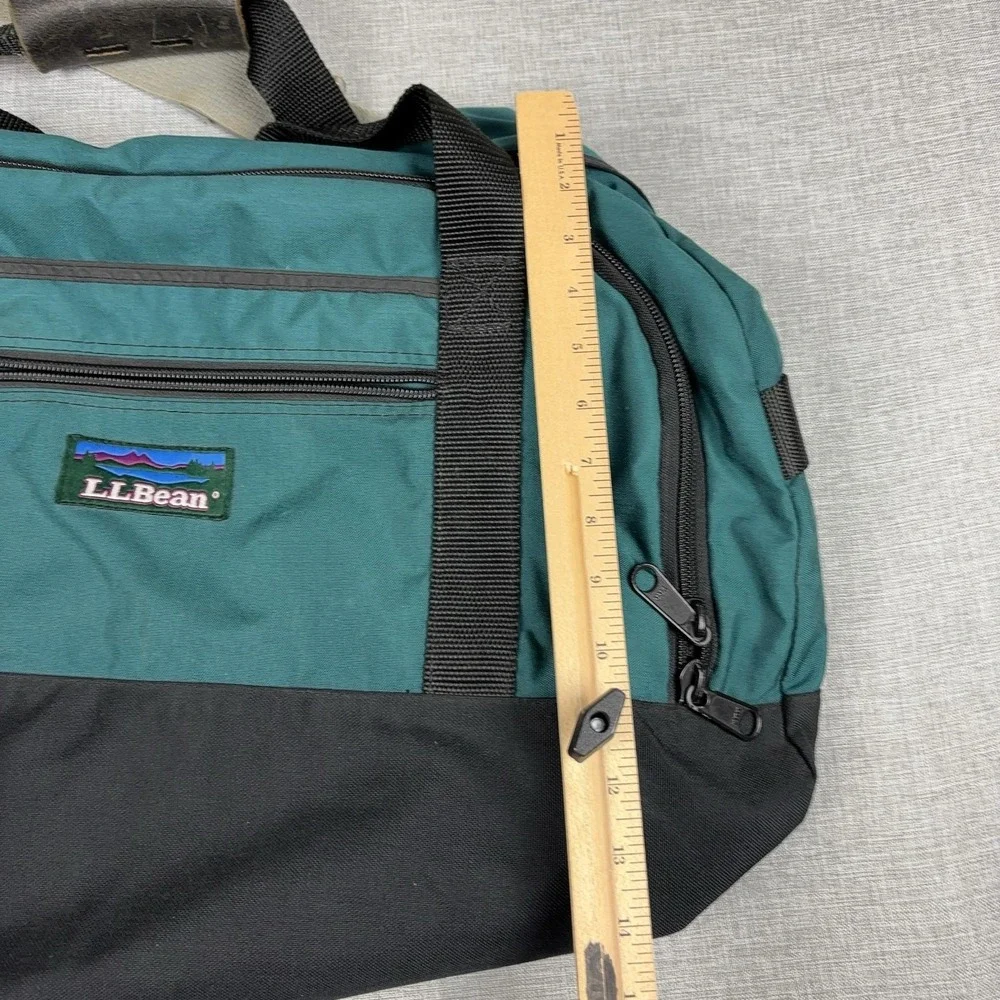 Vintage L.L. Beach Adventure Duffle Bag Green Black Nylon Travel Gym USA 90s